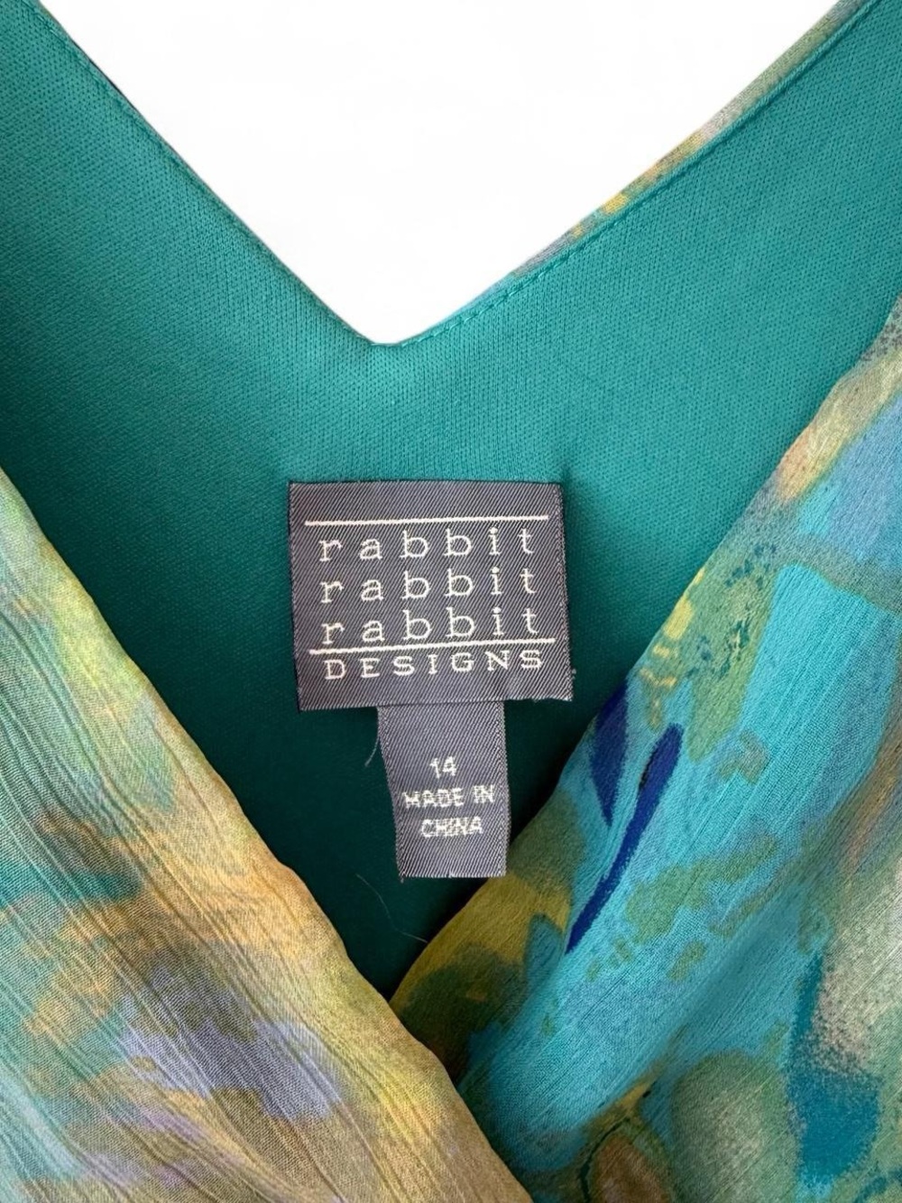 Rabbit Rabbit Rabbit Teal Multi-Color Asymmetrical Floral Dress - Picture 4 of 6